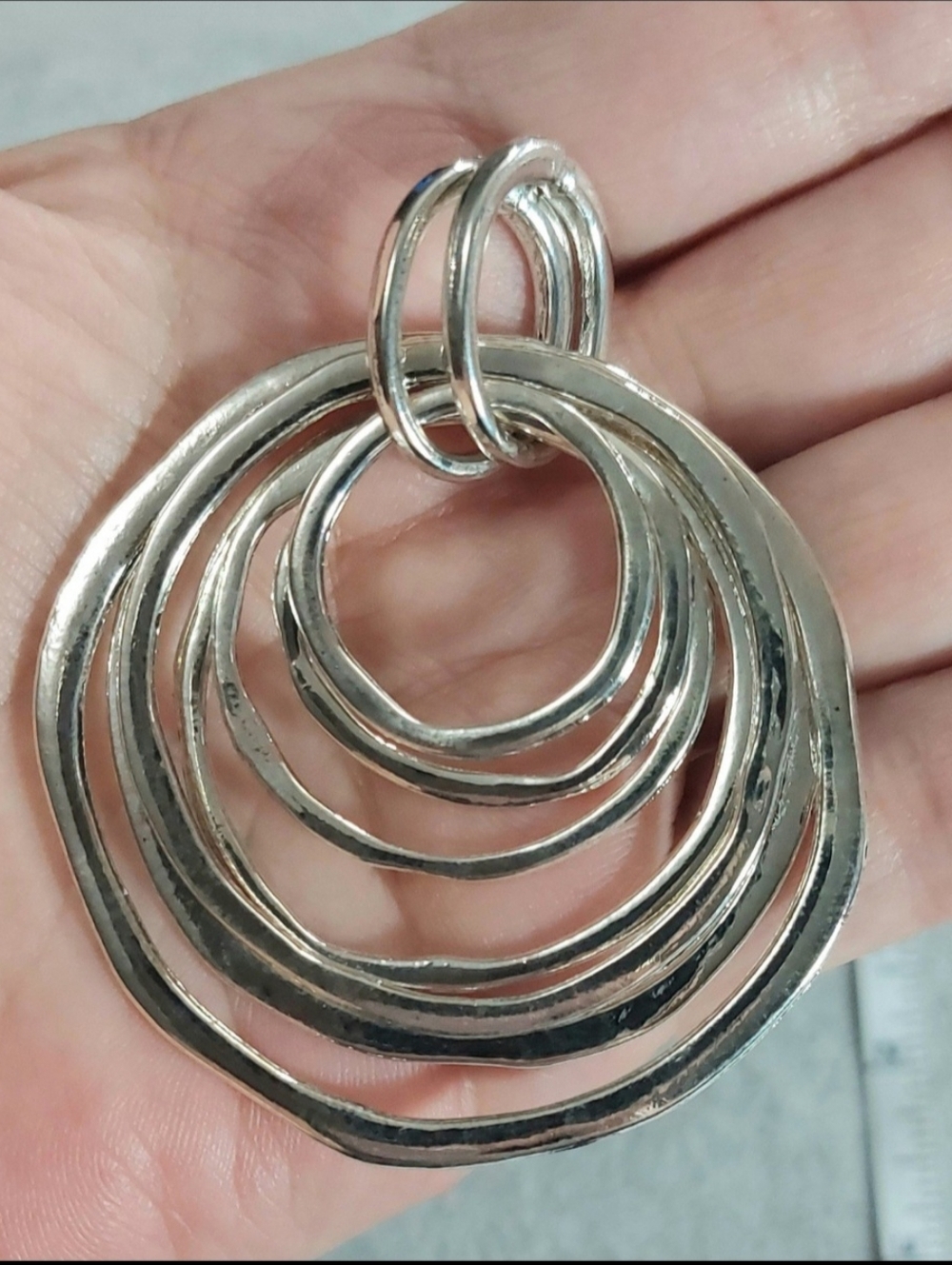 Silver Multi-Hooped Necklace Pendant - Womens Jewelry